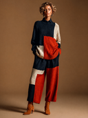 Women's Casual Color-Block Knit Sweater And Wide-Leg Pants Two-Piece Set ZMZ3036G2XT
