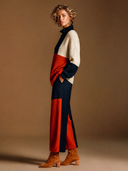 Women's Casual Color-Block Knit Sweater And Wide-Leg Pants Two-Piece Set ZMZ3036G2XT