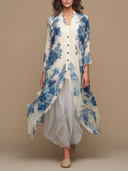 Women's Button-Front Printed Chiffon Long Cardigan ZMZ3036G4XT