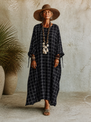 Women's Casual Loose Plaid-Print Maxi Dress ZMZ3083G4XT
