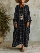 Women's Casual Loose Plaid-Print Maxi Dress ZMZ3083G4XT