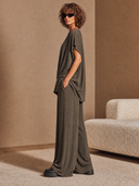 Women's Casual Solid Color Batwing Sleeve Top And Wide-Leg Pants Two-Piece Set ZMZ2761G9XT