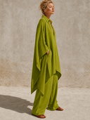 Women's Solid Color Asymmetrical Cape-sleeve Top And Wide-leg Pants Two-piece Set ZMZ2726G2XT