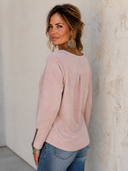 Women's Vintage-style Light Pink Faux Suede Long-sleeve Button-up Top ZMZ0413H7SWL
