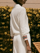 Women Preppy Collared V‑Neck Knit Top, Color Block Striped Cuff Long Sleeve Casual Blouse ZMZ0411H3YZH
