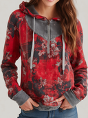 Women's Vintage-Style Casual Printed Washed Zip-Up Hoodie ZMZ0409H0ZJY