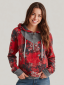 Women's Vintage-Style Casual Printed Washed Zip-Up Hoodie ZMZ0409H0ZJY