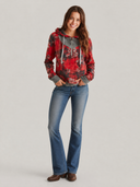 Women's Vintage-Style Casual Printed Washed Zip-Up Hoodie ZMZ0409H0ZJY
