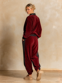 Women's Retro Casual Color-Block Corduroy Sweatshirt And Pants Set ZMZ0485H0ZJY