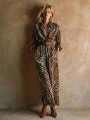 Women's Retro Casual Gradient Zebra Print Long-Sleeved Maxi Dress ZMZ0487H9ZJY