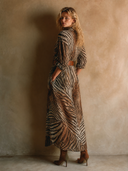 Women's Retro Casual Gradient Zebra Print Long-Sleeved Maxi Dress ZMZ0487H9ZJY