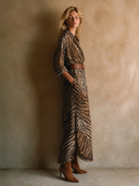Women's Retro Casual Gradient Zebra Print Long-Sleeved Maxi Dress ZMZ0487H9ZJY