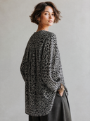 Women's Vintage Casual Leopard Print Cotton-Linen Henley Neck Long-Sleeve Loose Shirt ZMZ0419H1ZYY