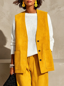 Women's Elegant Vintage-Style Faux Suede Single-Breasted Vest ZMZ0482H8ZYY