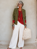 Women's American Retro Casual Cotton Twill Single-Breasted Closure, And Multiple Pockets Jacket ZMZ0421H5ZYY