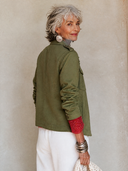 Women's American Retro Casual Cotton Twill Single-Breasted Closure, And Multiple Pockets Jacket ZMZ0421H5ZYY