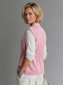 Women's Vintage-Style Stand Collar And Single-Breasted Closure Washed Denim Vest ZMZ3040G6ZYY