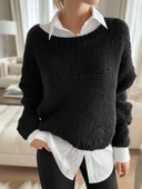 Women's Retro Casual Knitted Crew Neck Two-Piece Sweater ZMZ0580H5ZJY