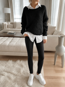 Women's Retro Casual Knitted Crew Neck Two-Piece Sweater ZMZ0580H5ZJY