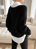 Women's Retro Casual Knitted Crew Neck Two-Piece Sweater ZMZ0580H5ZJY