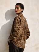 Women's Vintage Brown Leopard-print Faux Suede Long-sleeve Shirt ZMZ0539H9SWL