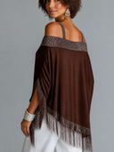 Women's Retro Casual Sequined Tassel Camisole Long-Sleeved Top ZMZ0549H4ZJY