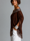Women's Retro Casual Sequined Tassel Camisole Long-Sleeved Top ZMZ0549H4ZJY