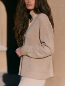 Women Half Zip Mock Neck Sweater, Faux Cashmere Long Sleeve Loose Casual Knit Pullover ZMZ0468H7YZH