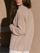 Women Half Zip Mock Neck Sweater, Faux Cashmere Long Sleeve Loose Casual Knit Pullover ZMZ0468H7YZH