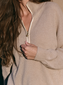 Women Half Zip Mock Neck Sweater, Faux Cashmere Long Sleeve Loose Casual Knit Pullover ZMZ0468H7YZH