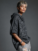 Women's Loose-Fit Leopard Jacquard Hooded Cape Sweater ZMZ0495H4XT