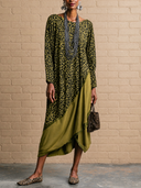 Women Leopard Print Color Block Midi Dress, Long Sleeve Asymmetrical Hem Loose Flowy Dress ZMZ0527H3YZH