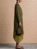 Women Leopard Print Color Block Midi Dress, Long Sleeve Asymmetrical Hem Loose Flowy Dress ZMZ0527H3YZH