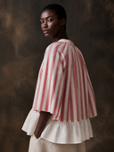 Women's Striped Cotton Color-blocked Long-sleeved Shirt ZMZ0403H4XT