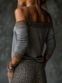 Women's Retro Casual Leopard Print Patchwork Cotton Camisole Long-Sleeve T-Shirt ZMZ0644H6ZJY