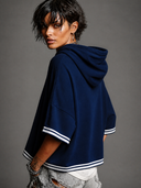 Women's Casual Color-blocked Loose Short-sleeved Hoodie ZMZ0463H5XT