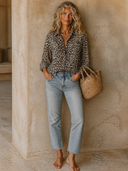Women's Leopard Print Long-sleeve Shirt ZMZ0457H4XT