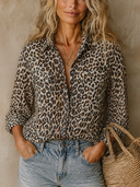 Women's Leopard Print Long-sleeve Shirt ZMZ0457H4XT