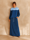 Women's Casual Color-Block Top And Skirt Two-Piece Set ZMZ0420H8XT