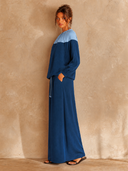 Women's Casual Color-Block Top And Skirt Two-Piece Set ZMZ0420H8XT