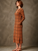 Women's Slim-Fit Plaid Knit Midi Dress ZMZ0431H9XT
