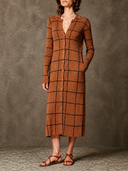 Women's Slim-Fit Plaid Knit Midi Dress ZMZ0431H9XT