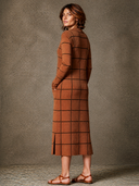 Women's Slim-Fit Plaid Knit Midi Dress ZMZ0431H9XT