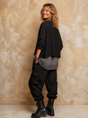 Women's Retro Casual Cotton Linen Faux Two-Piece Long-Sleeved Top And Pocket Pants Set ZMZ0665H7ZJY