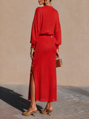 Women's Vintage Casual Knit Turtleneck Long-Sleeve Top And Skirt Two-Piece Set ZMZ0679H7ZJY