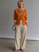 Women's Vintage-Style Elegant Ribbed Single-Breasted Knit Cardigan ZMZ0430H1ZYY