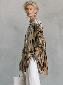 Women's Vintage Elegant Printed Velvet Mandarin Collar And Lantern Sleeves Blouse ZMZ0593H7ZYY
