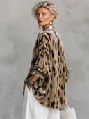 Women's Vintage Elegant Printed Velvet Mandarin Collar And Lantern Sleeves Blouse ZMZ0593H7ZYY
