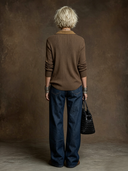 Women's American Retro Casual Faux Suede Collar Long-Sleeve Knit T-Shirt ZMZ0540H9ZYY