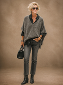Women's American Retro Casual Loose V-Neck Sweater Vest ZMZ0530H3ZYY